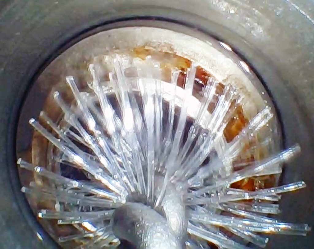 Brush inside a liposuction canula. Image captured with ther NuTrace MOLE